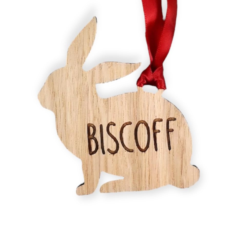 Personalised Animal Bauble - Rabbit: Wooden Christmas Tree Decoration Bauble