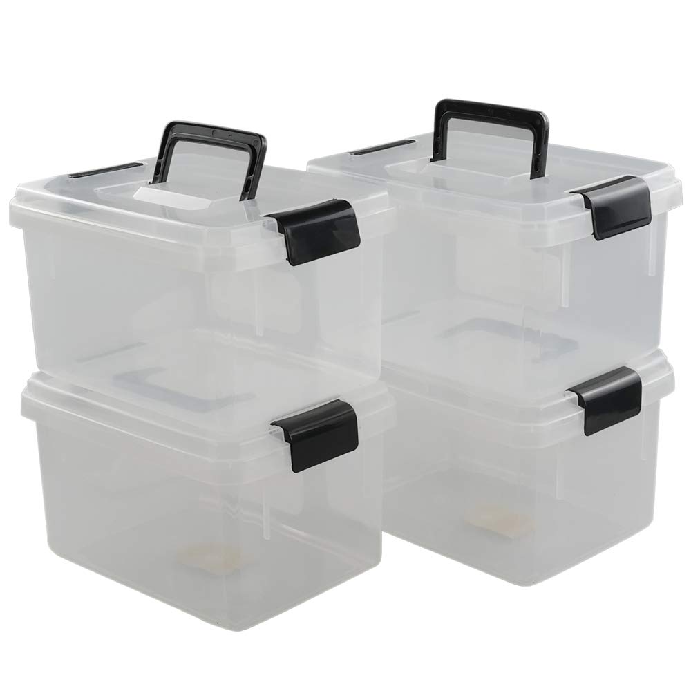 4.5 L Plastic Storage Box, Clear Latch Box, 4-Pack