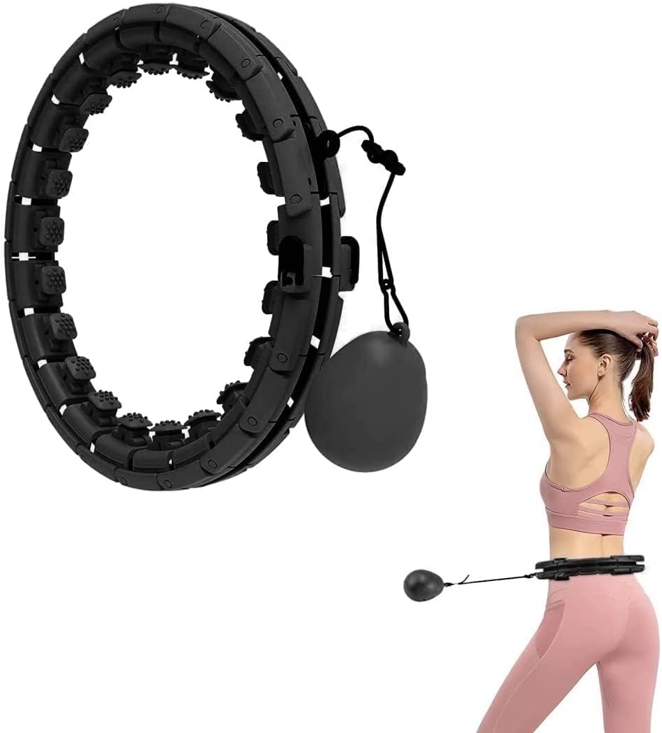 Hula Hoop for Adults Weight Loss, Circle Weighted Hula Hoops 2 in 1 Abdomen Fitness Hula Hoops, 24 Detachable Knots Hula Hoops with Automatic Rotation and a 360-degree Massage