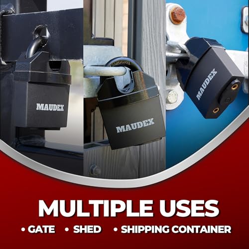 Image of Maudex MDL60 High Security Padlock for Outdoor Use - [10 Keys] - [Anti Drill, Anti Pick Cylinder] - Ideal Lock for Storage Unit, Shed, Gate, Container with 0.67 inch Shackle Clearance (Pack of 2)