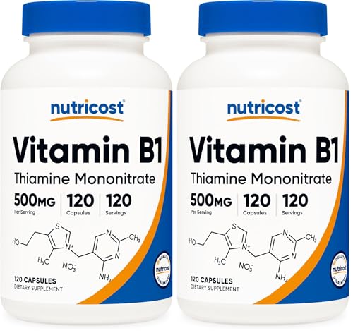 Nutricost Vitamin B1 (Thiamine) 500mg, 120 Capsules (Pack of 2): retailer-supplied image