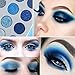 Afflano Blue Eyeshadow Palette Matte Shimmer, Highly Pigmented Waterproof Space Blue Eye Shadow Palette, Navy Silver Blue Glitter Eyeshadow Pallet for Christmas Snowflake Blue Eyes Makeup
