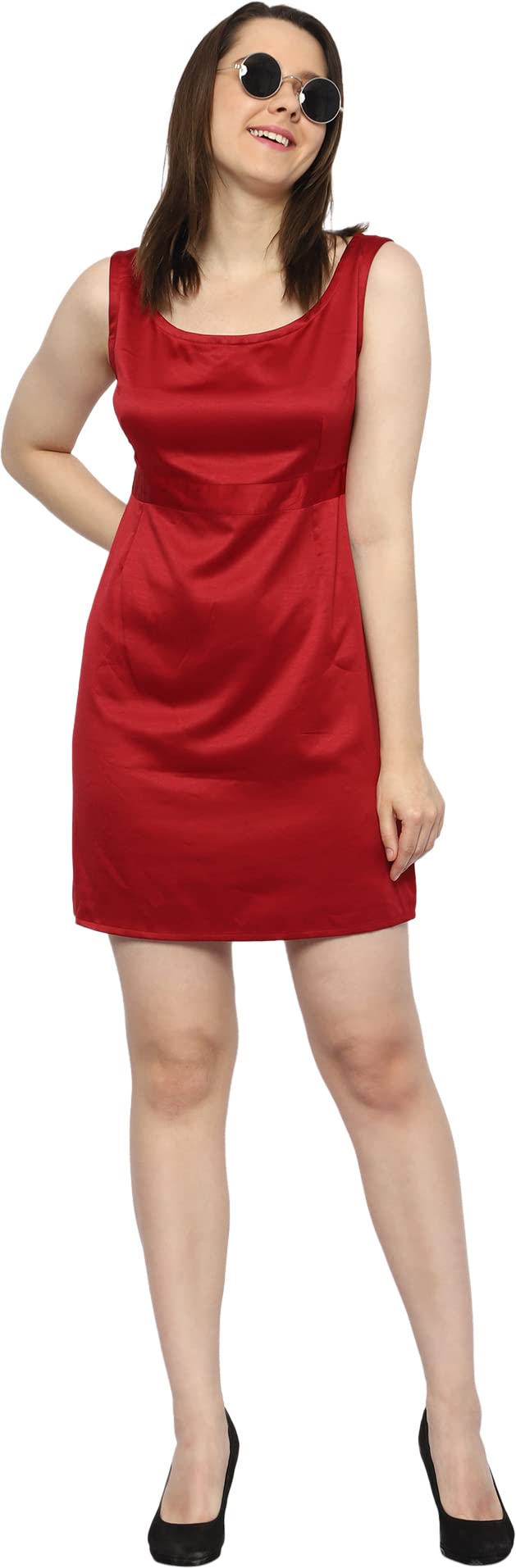 roarers Women Satin Sleeveless Skater Dress-picture-7