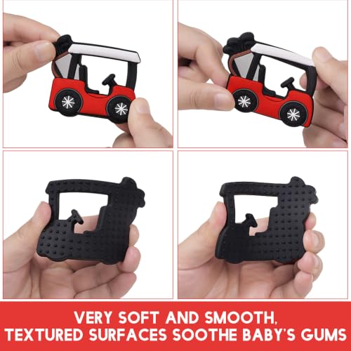 Image of Baby Golf Cart Silicone Teether Toy with Pacifier Clip,BPA Free,0 Month+