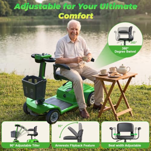 Image of Movcan X-02 4 Wheel Electric Mobility Scooter,Foldable Mobility Scooter for Adults & Seniors,419 LB Heavy Duty,13 Mile Range,360 Swivel Seat,Electromagnetic Brake,Storage Baskets,Indoor & Outdoor Use