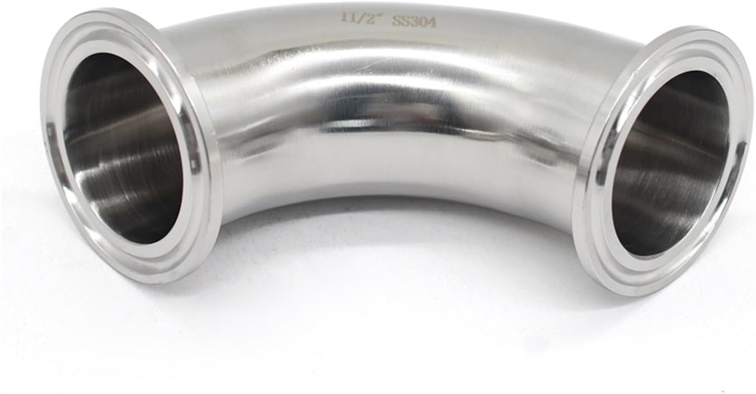 Stainless Steel Elbow Three Clip Elbow Stainless Steel SS304 316L 90 Degree Elbow 19mm-102mm Pinch Fittings Homemade 3/4" 1" 1.5" 2" 2.5" 3" 4"(SS304,45mm Ferrule64mm)