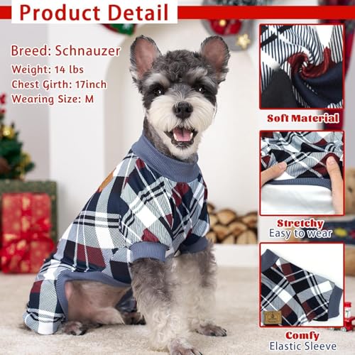 image for XPUDAC 4 Pack Dog Pajamas for Small Dogs Cats Plaid Doggie Clothes Pup