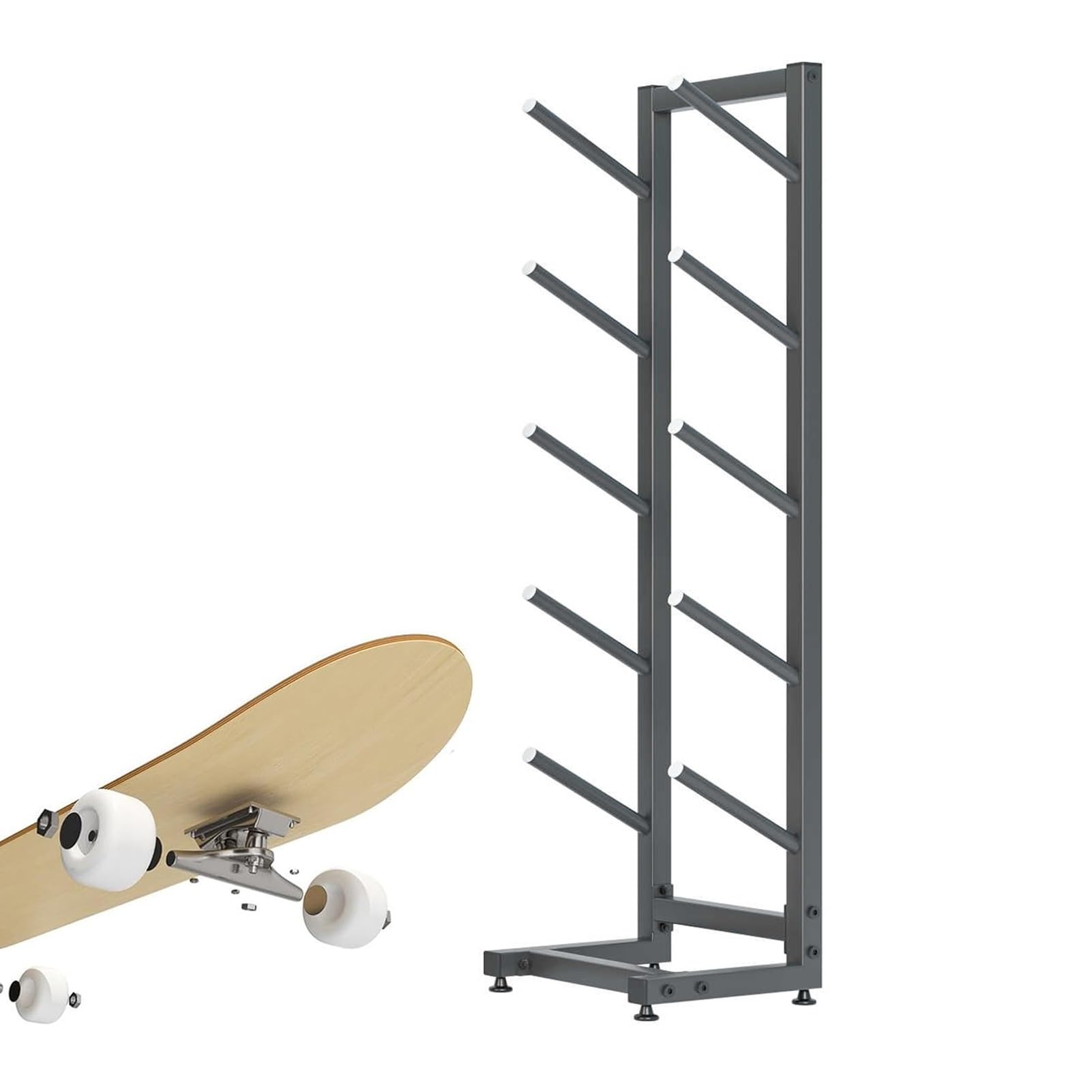 Home Gym Organize Holder, 5-Layer Snowboard Display Rack,Standing Metal Snowboard Storage Rack, Floor Display Stand for Garage/Shop,110x30x30cm