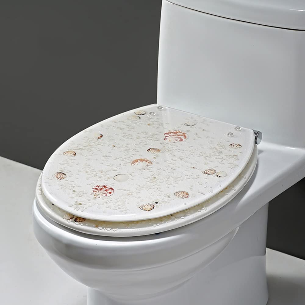 Gpdnbieu White Toilet Seat Rings, Elongated Toilet Seat Slow Close Resin Seats Strong Quick-Release Hinges, Easy To Install(White)