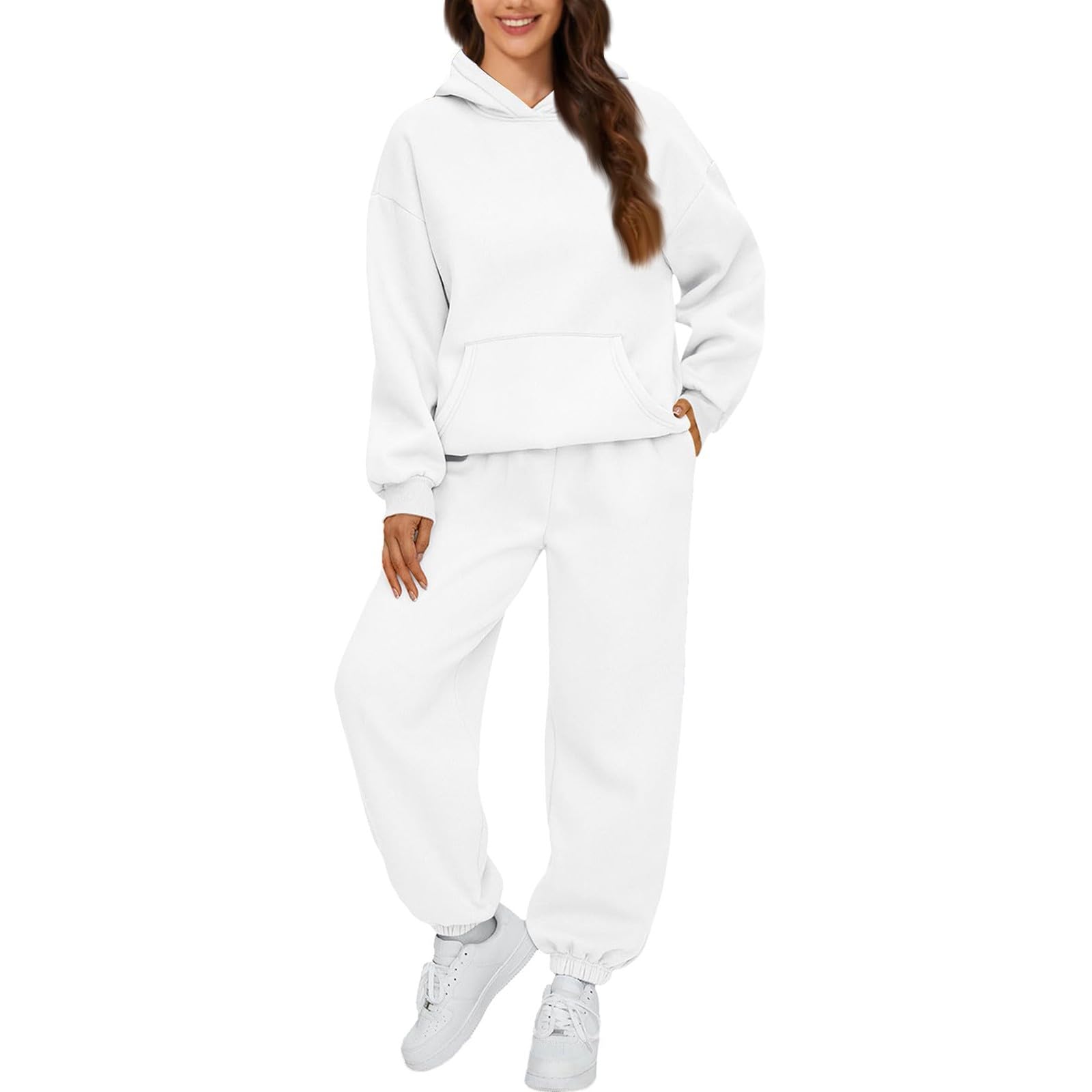 Womens Sweatsuits Piece Set Fleece Hoodie Y2k Cozy Jogger Sweatpants Set  Athleisure Comfrt Sweat Sets Loungewear