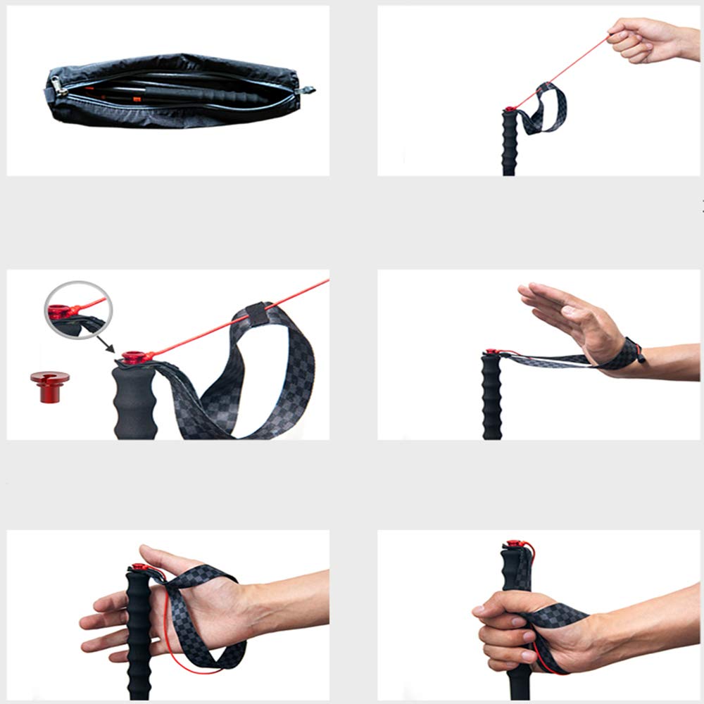 Bastones de trekking, fibra de carbono ultraligera, plegable, antigolpes y telescópicos para senderismo, camping y montañismo
