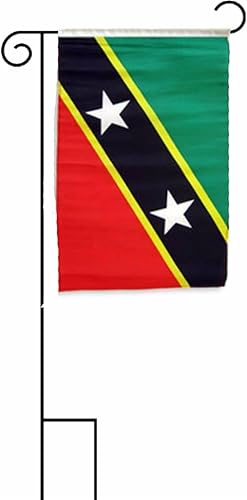 Bandera de San Cristóbal y Nieves de lujo de 12 x 18 pulgadas, con soporte de jardín Lumaglow