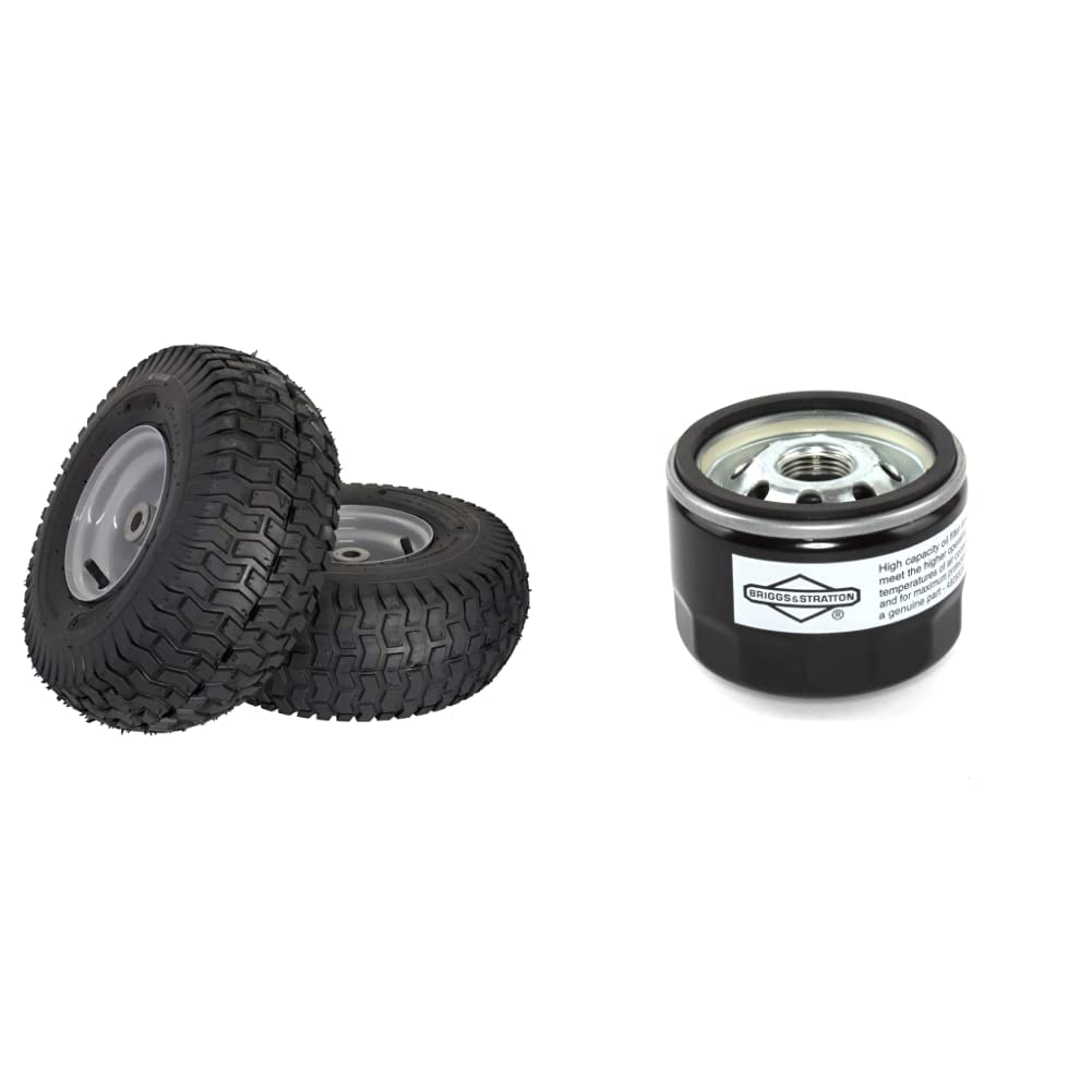 MARASTAR 21436-2PK 15x6.00-6" Front Tire Assembly Replacement for Husqvarna Riding Mowers and Briggs & Stratton 2-1/4" Standard Oil Filter