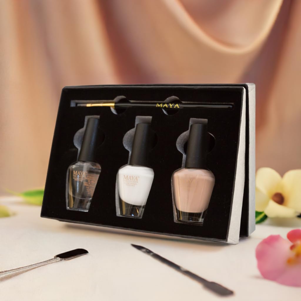 MAYA HALAL, BREATHABLE & TOXIN-FREE VEGAN NAIL POLISH (FRENCH MANICURE SET with brush).