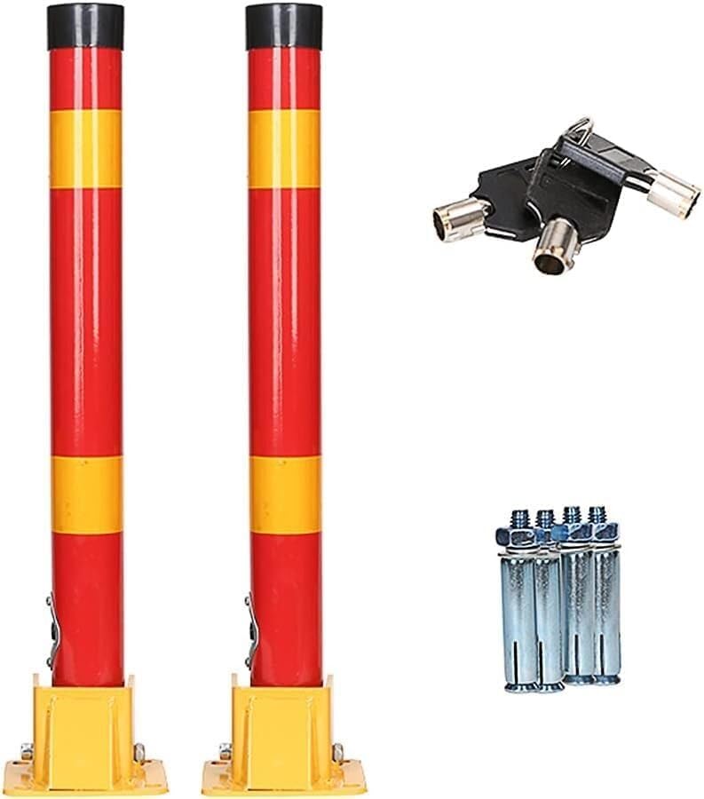 Parking Guardrails Foldable Security Post Warning Column Parking Bollard Parking Barriers Round Shape Pole Parking Driveway Bollard Post