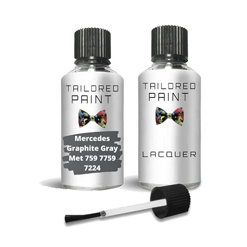 Tailored Paint Graphite Gray Met 759 7759 7224 Touch Up Paint For Mercedes 2000-Present Quality Stone Chip Scratch Repair (Touch Up Paint + Lacquer)