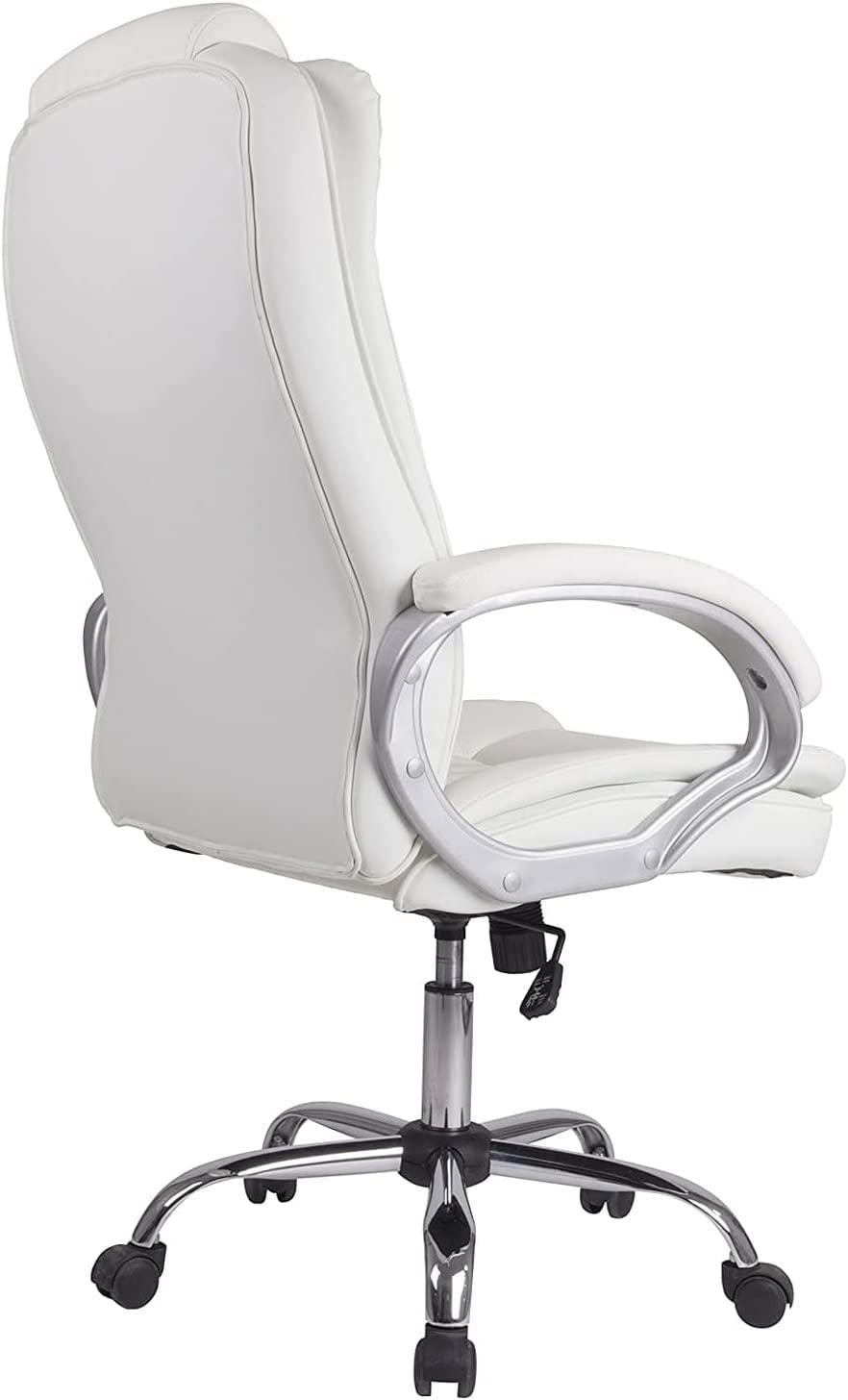 Suinga Silla Oficina New York | Reposabrazos | Altura Regulable | Diseño Ergonómico | Piel Sintética Blanca | Comodidad | Profesional