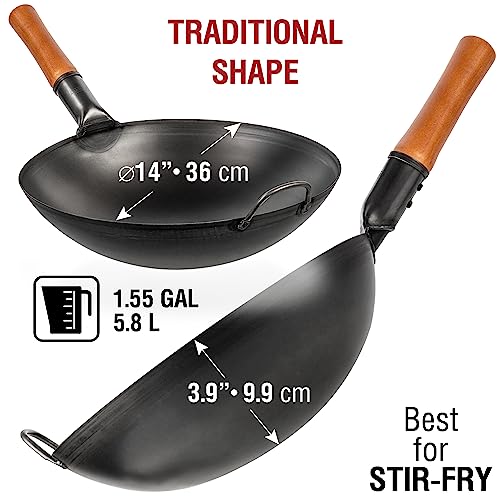 Wok de acero al carbono YOSUKATA 14 pulgadas con accesorios miniatura 2