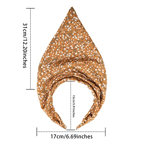 Haimeikang Floral Hair Scarf Headbands For Women Boho Hair Bandanas Scarf For Women Triangle Head Kerchief Solid Color Hair Bands Vintage Head Scarf (Beige+Yellow+Black) #TOP1