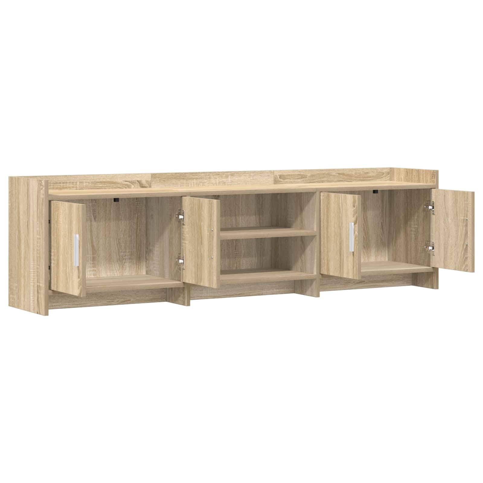 Szafka pod telewizor dąb Sonoma z materiału drewnopochodnego 168 x 33 x 47 cm, niska szafka z 4 drzwiami, 2 półki, miejsce do przechowywania do salonu, kina domowego, gier, TV do