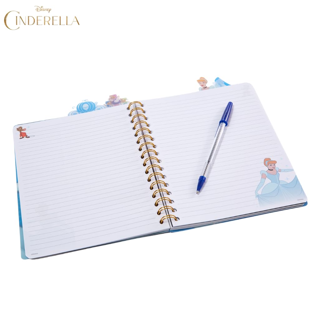 Disney Cinderella Tab Journal Notizbuch, Spiralbindung, 96 linierte Seiten, 20,3 x 17,8 cm