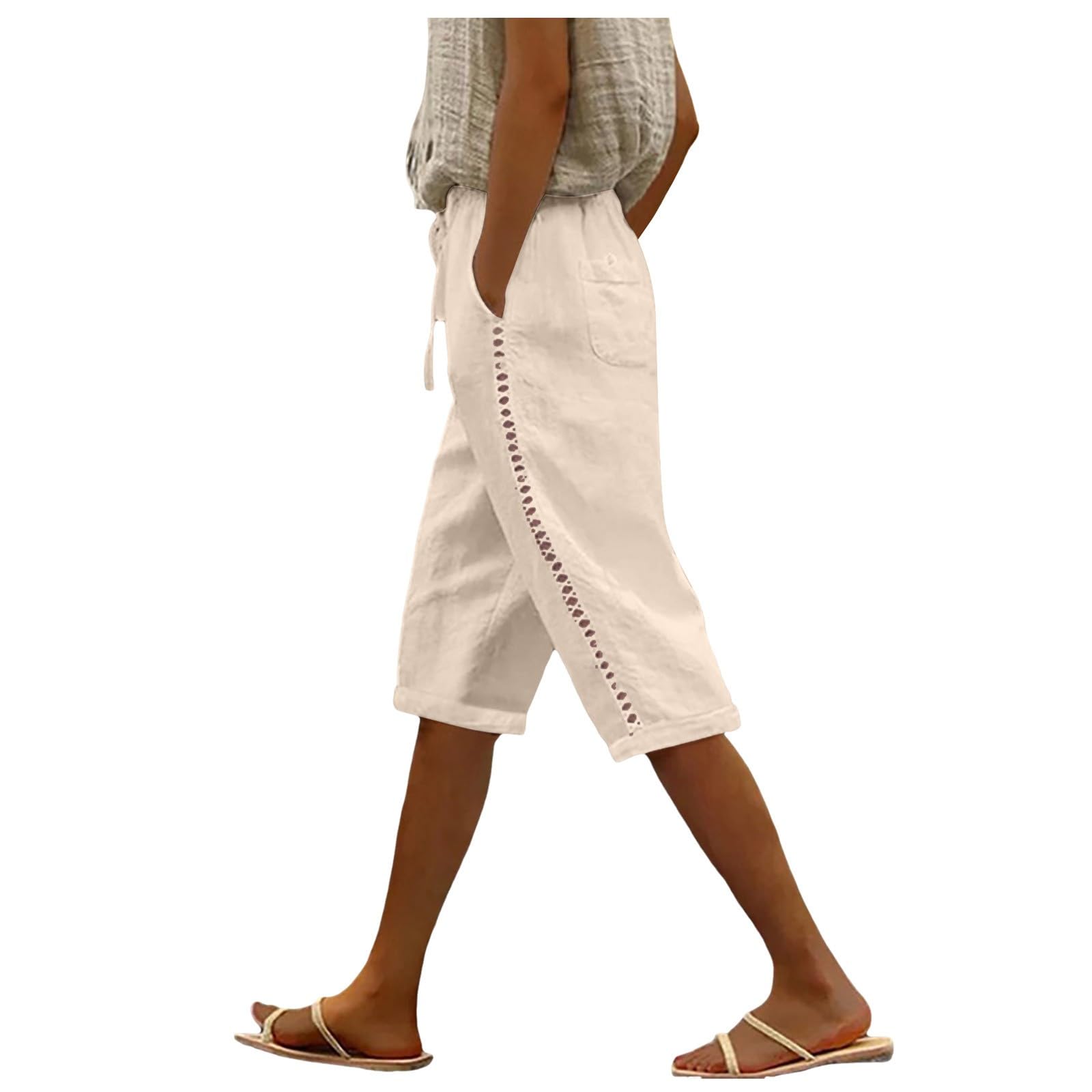 Generic Pantalón Mujer de Mujer, cómodos, Informales, Sueltos, Pantalones Cortos de Playa de Verano, Pantalones Cortos de Senderismo con Bolsillo Mallas Mujer Estampados