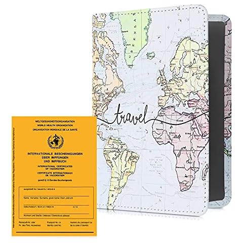 kwmobile Funda para cartilla de vacunación de cuero sintético con diseño de avión Cover