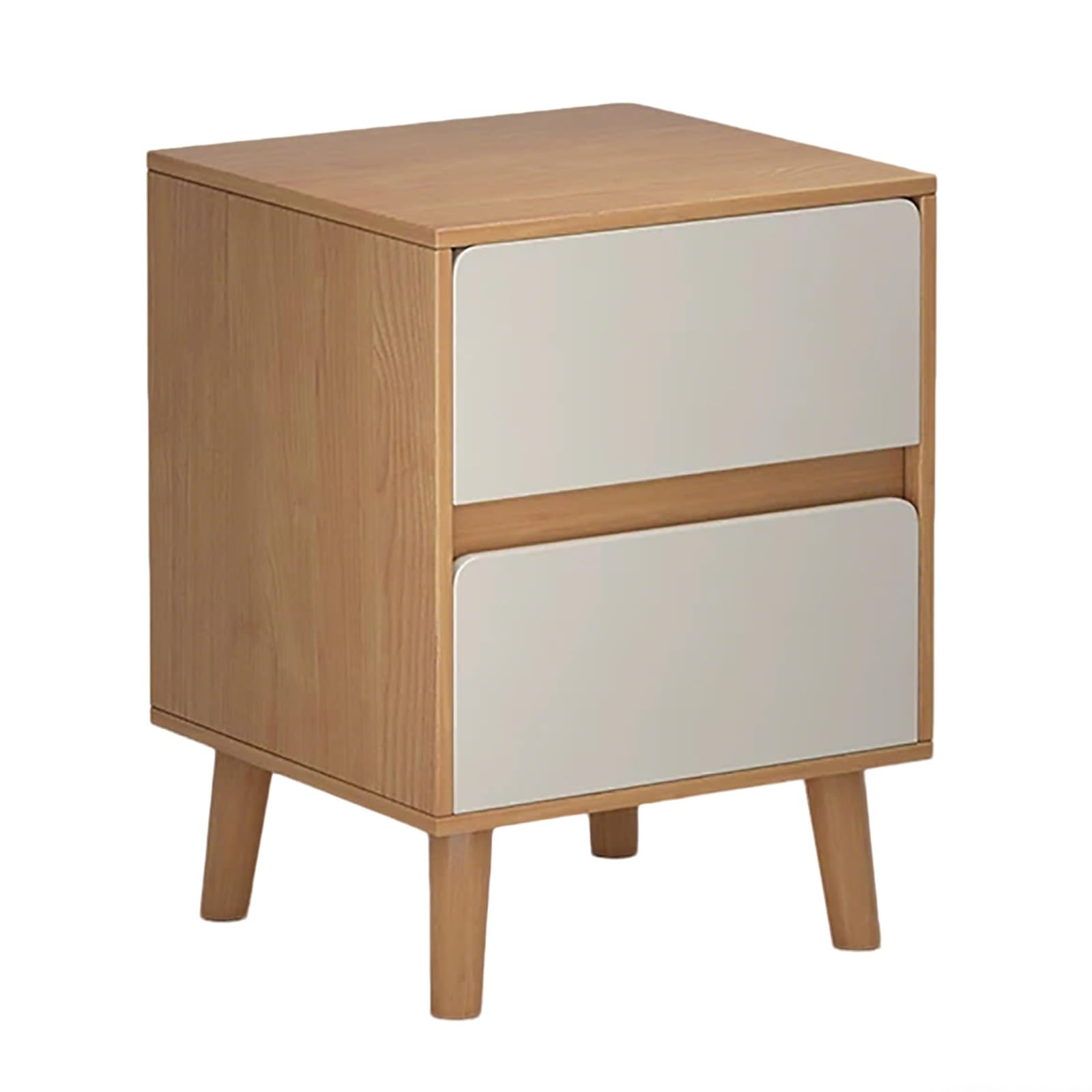 SXZenSpace Wood Bedside Table with 2 Drawers, Farmhouse Nightstand for Bedroom and Small Spaces(Brown,36x34x48.4cm)