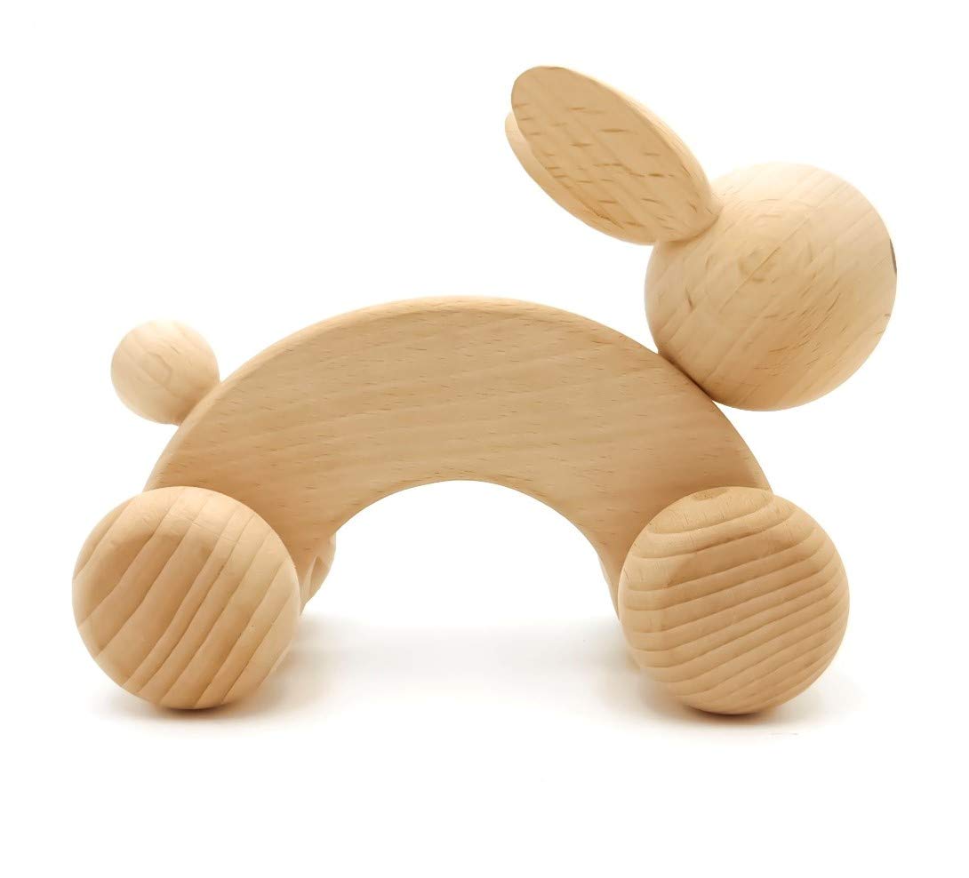 Juguete de Madera para Empujar, diseño de Conejo
