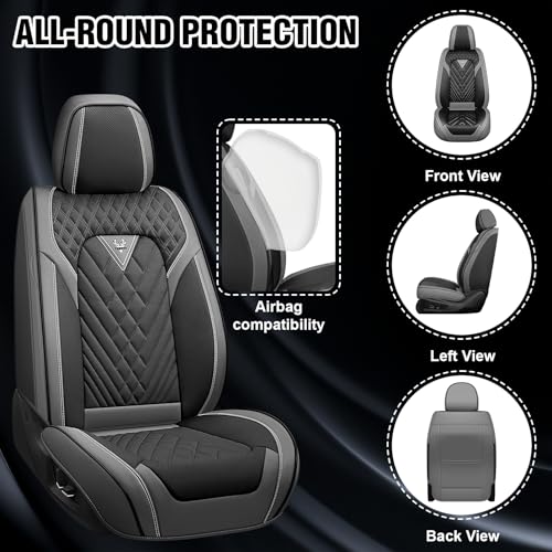 Image of 4Runner Seat Covers Custom Fit for Toyota 4Runner 2000-2026, Waterproof Nappa Leather Car Seat Cover, Comfortable and Anti-Slip Full Set Car Seat Covers(5 Seats /Gray Black)