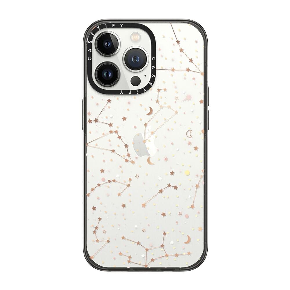 CASETiFY Compact iPhone 13 Pro Case [4 ft. 2X Military Grade Drop Protection/Slim/Lightweight] - Space Pattern on Clear Background - Clear Black