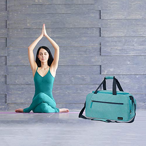 Rotot Sport Duffel Bag, Gym Bag with Waterproof Shoe Pouch, Weekend Travel Bag with a Water-resistant Insulated Pocket (33L) (Teal)