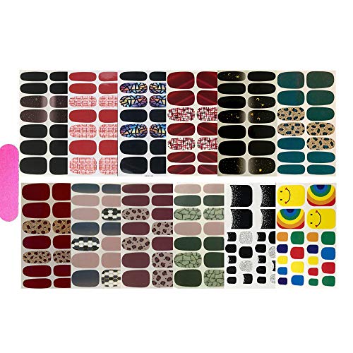 NAIL ANGEL 12pcs Nail Art Wrap Full-Cover Finger Sticker and Toe Sticker Nail Art Sticker Nail Strips for Women 10053
