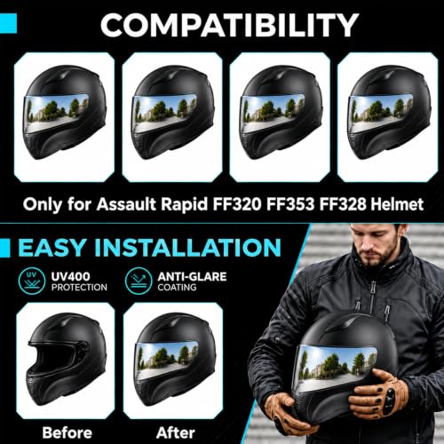 Image of PSLER Assault Helmet Visor - Assault visor Rapid Helmet visor Motorcycle Face Shield for Assault Rapid Stream Outer FF320 FF353 FF328 FF800,Silver