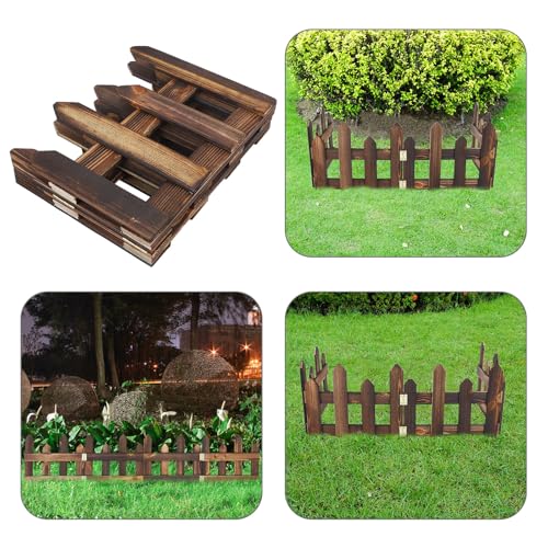AKOOSY Solider Holzzaun Gartendekor Dekorative Gartenbegrenzung und Rasenkante aus Holz Einfach zu Montierender Holzzaun für Blumenbeete Balkon und Außenbereich