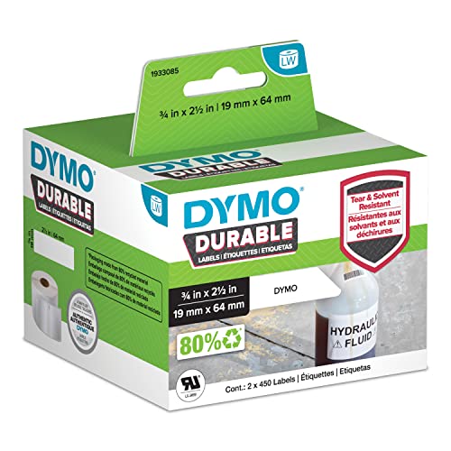 Dymo 1933085 Etichette per indirizzo, Bianco, 19 x 64 mm, 2 rotoli di 450