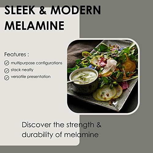 Creations Melamine Salad Bread Plates, Steelite Heavy Duty Break Resistant Commercial Foodservice Restaurant, Urban Smoke Coupe 8" Round, Black Rimmed, Rustic Flecked, Indoor Outdoor, 12 Set, Gray #TOP4