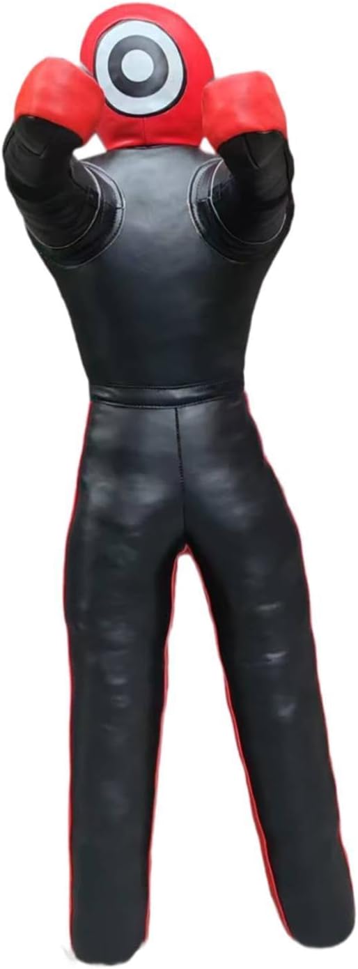 YIJU Unfilled Wrestling Dummy Punching Bag PU Leather Boxing Dummy Grappling Training Aid for MMA Brazilian Jiu-Jitsu Home Gym Exercise