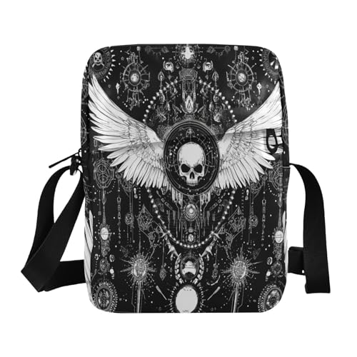 cute messenger bag Crossbody Small Bags For Women Shoulder Handbags For Women Adjustable Strap for School School- Evil Skull Black1