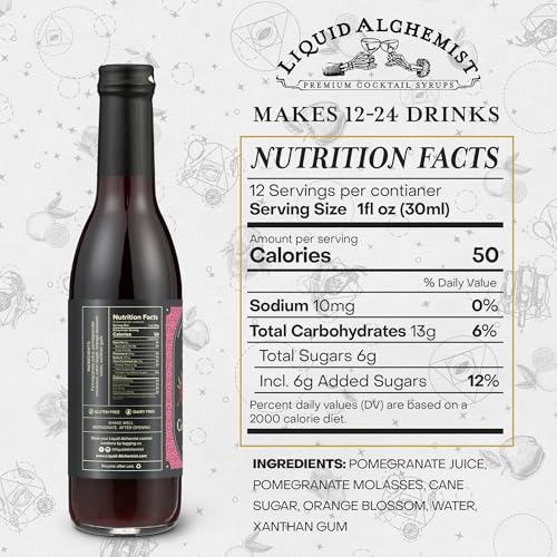 Image of Liquid Alchemist Grenadine Syrup for Cocktails | Real Ingredients Make our Pomegranate Syrup for Drinks the Perfect Shirley Temple Mix | Small Batch, Non-GMO & Vegan | 12.7 oz Drink Mixer, Pack of 1