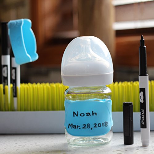 Reusable Baby Bottle Labels for Daycare, 6 Pcs (Blue) | 9 Color Options
