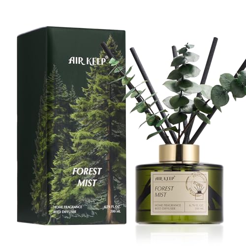 Airkeep Raumduft mit 8 Duftstäbchen 200ml Forest Mist Langanhaltend Duft Lufterfrischer für Zuhause Deko für Badezimmer Schlafzimmer Wohnzimmer