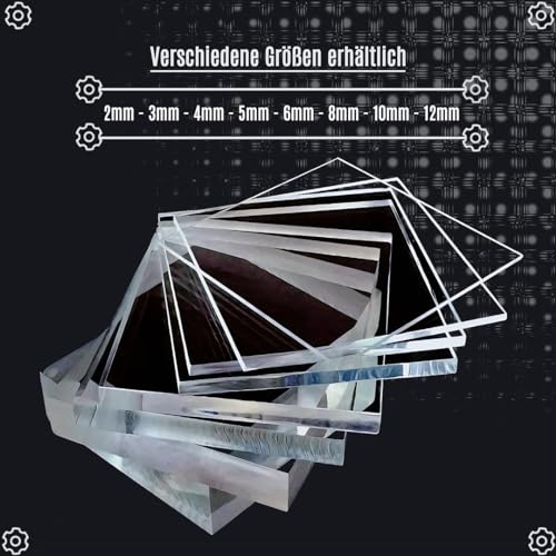 Acrylglas Platte 60x80cm 2mm | PMMA - Klar, Robust & Vielseitig | Zuschnitt von Acrylglas | Transparent | Kunststoffplatte | Materialstärke und Größe wählbar