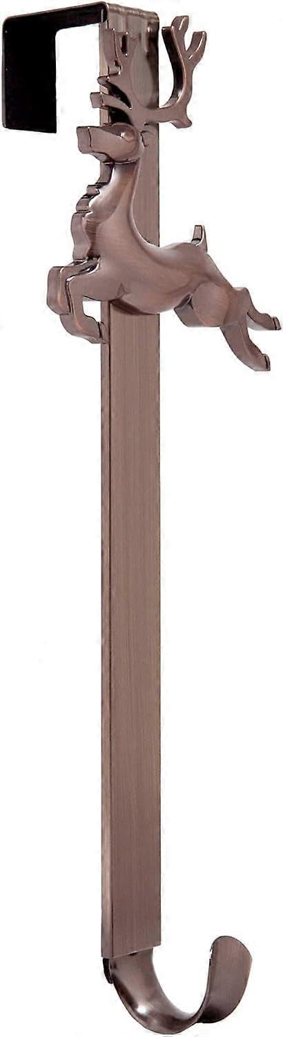 (Oil-Rubbed Bronze - Reindeer) Adjustable Length Wreath Hanger with Removable Icon