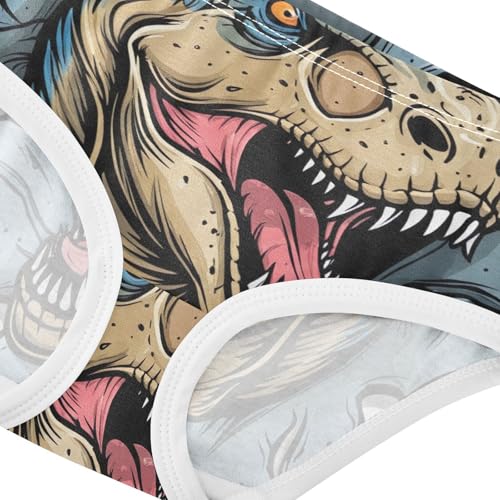 Toddler Underwear Floral 2t Cotton Little Girl Panties Fun Underpants Briefs Funny Dinosaur White4