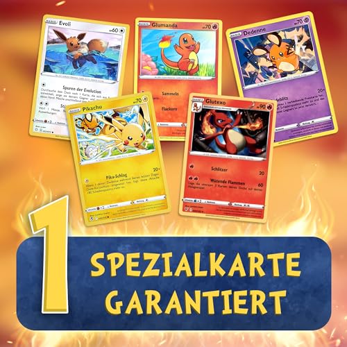 Pokemon Karten deutsch 50 Verschiedene 3 Seltene 3 Holo 1 zufällige Pikachu, Glumanda, Dedenne oder Evoli Sammelkarten Originale Pokemon Karten aktuelle Sets 100 Heartforcards® Card Guard Kartenhüllen – Bild 4
