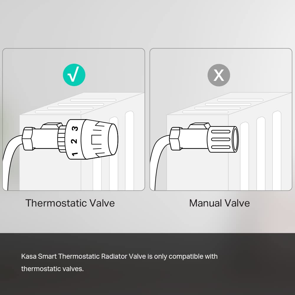 Válvula de radiador con termostato Inteligente TP-Link Kasa, válvula de radiador Inteligente, Ahorro de energía, válvula de termostato de radiador con Pantalla LED, programación TRV Inteligente, func