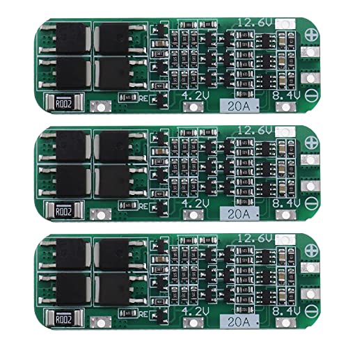 YINETTECH 3 unidades 3S 20A 12.6V 18650 placa de protección de batería de litio BMS Li ion módulo de protección contra sobrecarga/sobredescarga/sobrecorriente/cortocircuito