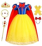 isswya Snow White Dress For Girls Princess Snow White Costume Cosplay Halloween Christmas Party Dress Up 5-6Y