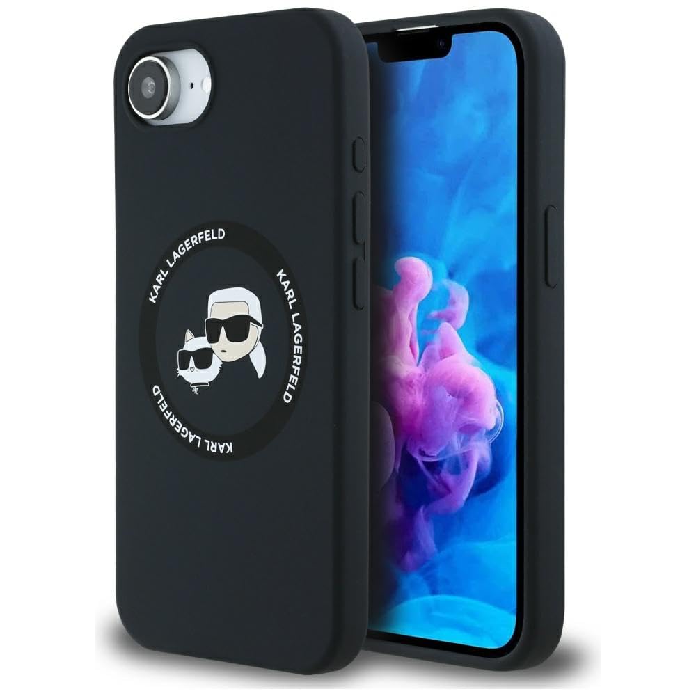 Coque silicone Karl Lagerfeld iPhone 16e noire compatible MagSafe - 8
